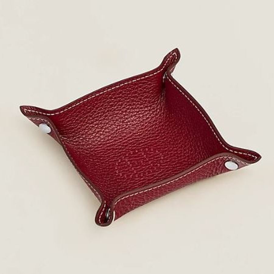 現貨商品 二手商品 台灣購證 Hermes 愛馬仕紅牛皮首飾盤 Mises et Relances H Evelyne迷你置物盤-3