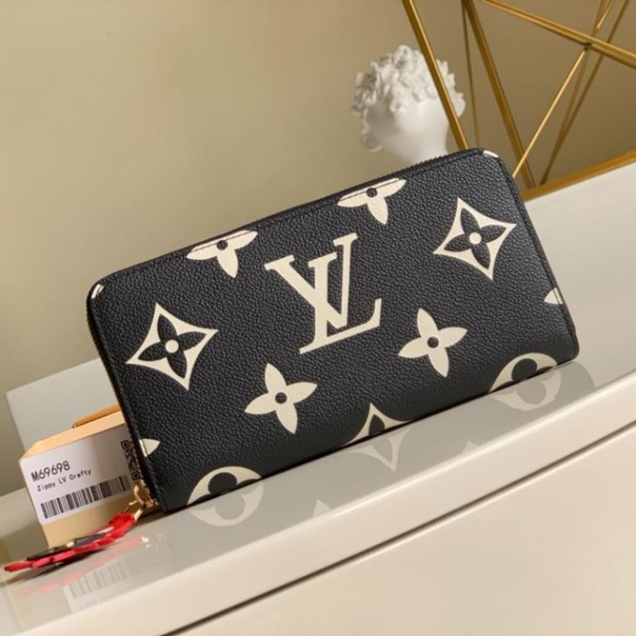 全新 未拆 Louis Vuitton/LV 路易威登LV 新款Monogram 雙色牛皮壓紋長夾 黑色 M80481-1