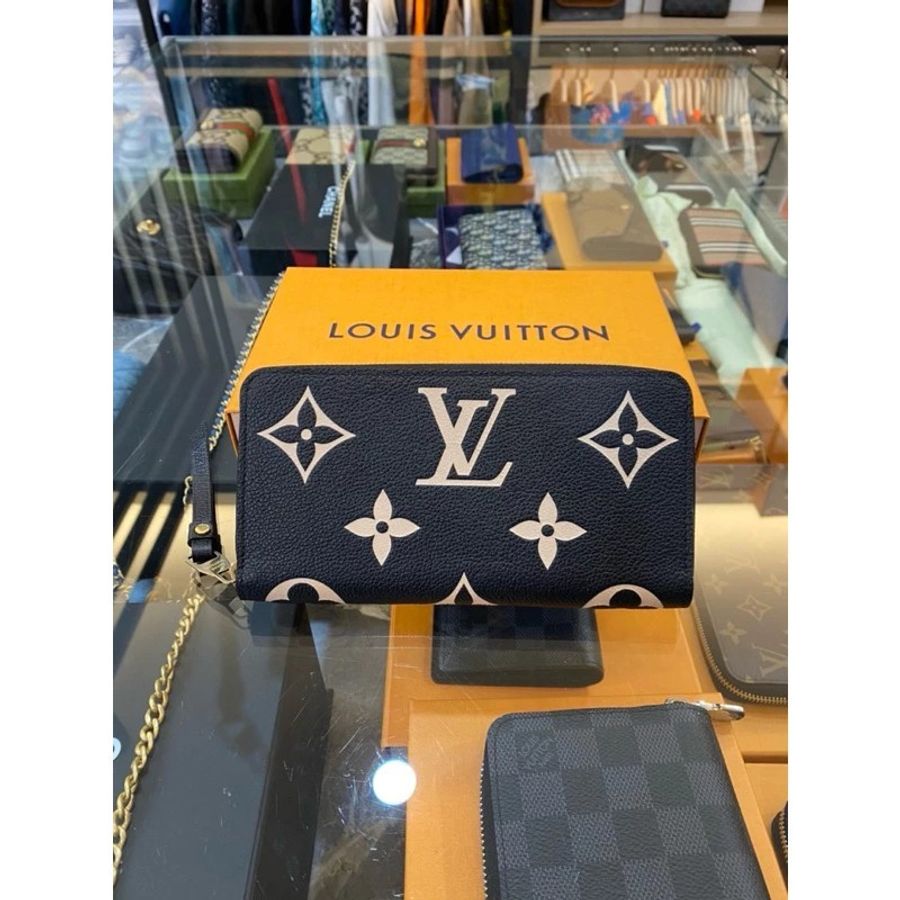 全新 未拆 Louis Vuitton/LV 路易威登LV 新款Monogram 雙色牛皮壓紋長夾 黑色 M80481-4