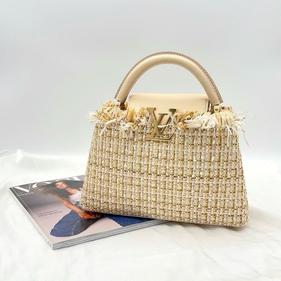 LV 米色草編CAPUCINES BB 特殊款-0