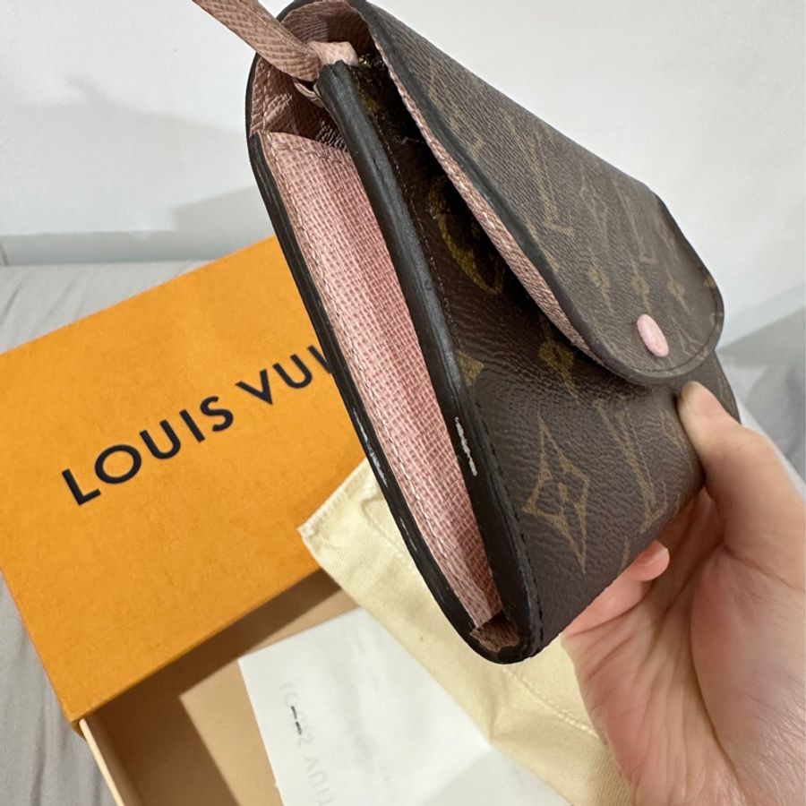 LV Emilie長夾/釦式長夾/老花/內裏粉色-8