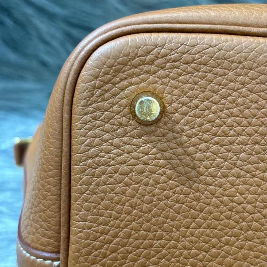 HERMES 金棕金 麥穗金 TC皮 37金棕 菜籃子 PICOTIN 水桶包 手提包-10