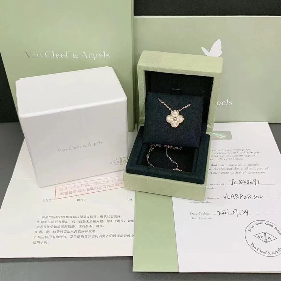 Van Cleef & Arpels梵克雅寶alhambra四葉草玫瑰金滿鑽中號項鍊，2021購入-0