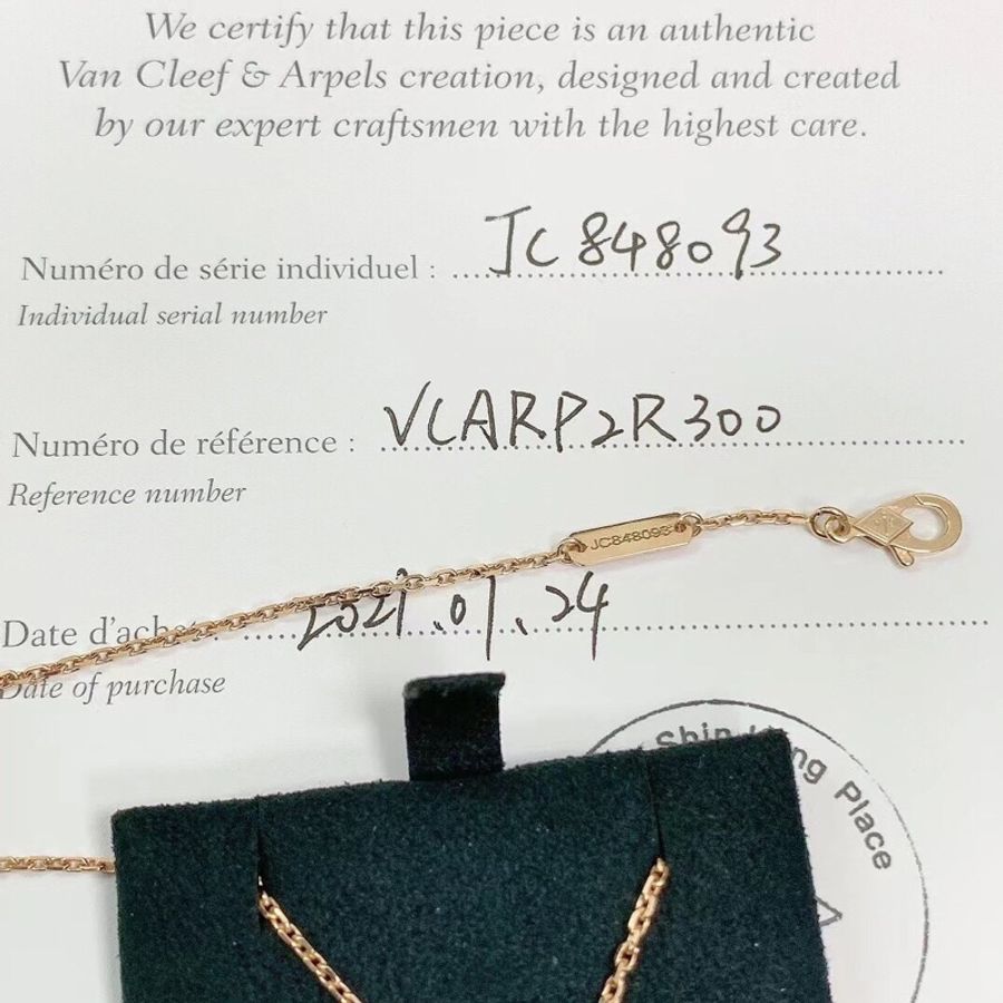 Van Cleef & Arpels梵克雅寶alhambra四葉草玫瑰金滿鑽中號項鍊，2021購入-5