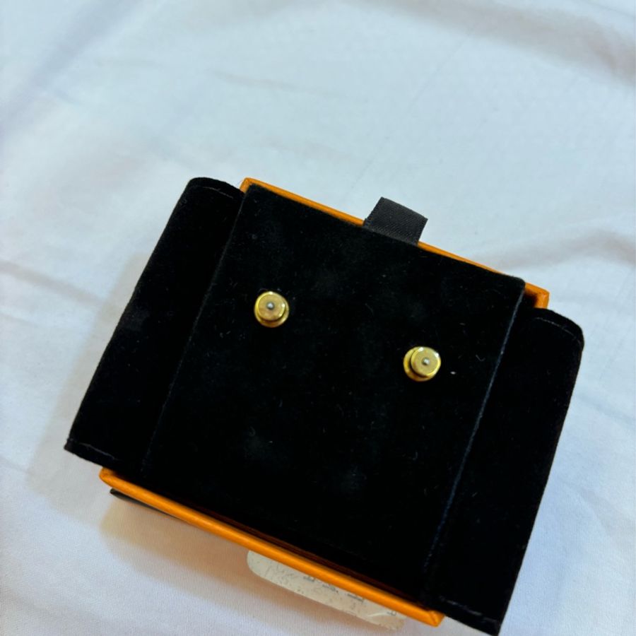情人節13888 現貨商品 台灣專櫃 台灣購證 Hermes Mini PopH  經典白色金耳環-24
