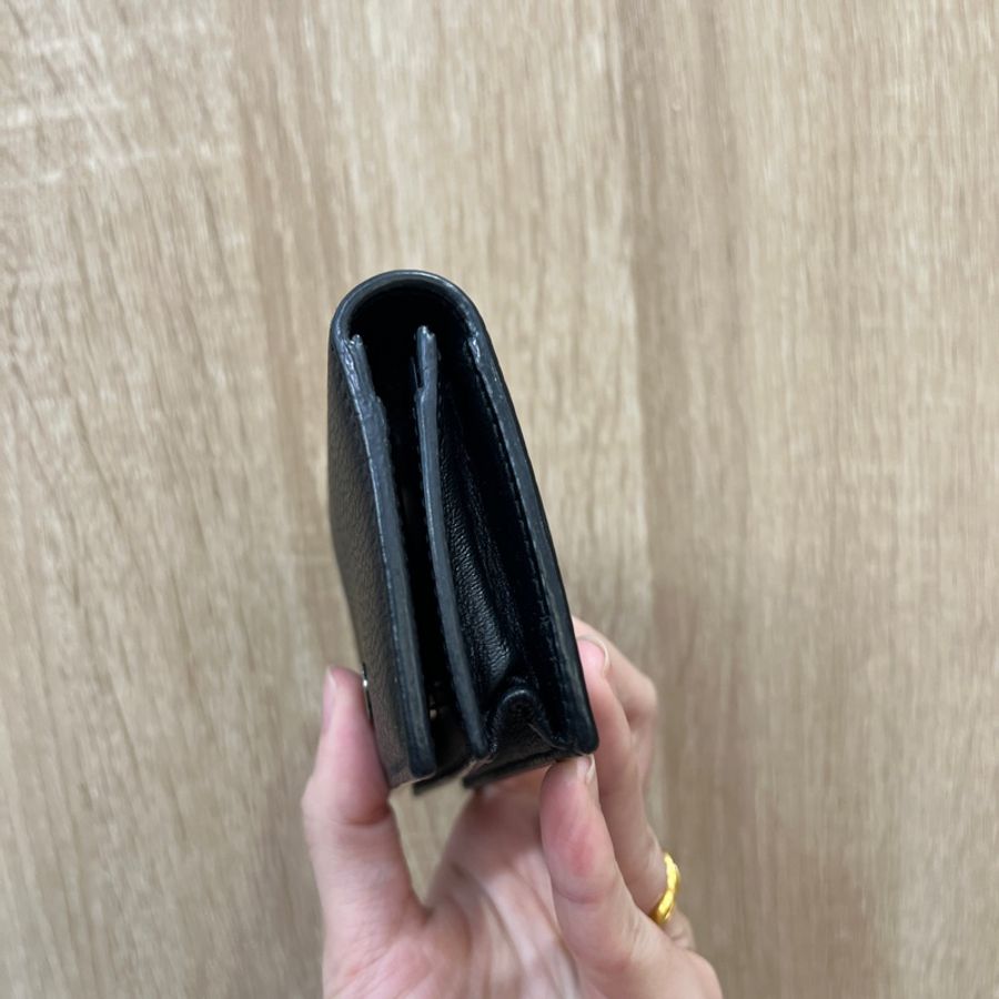 Dior 黑牛皮銀釦2卡卡包-1