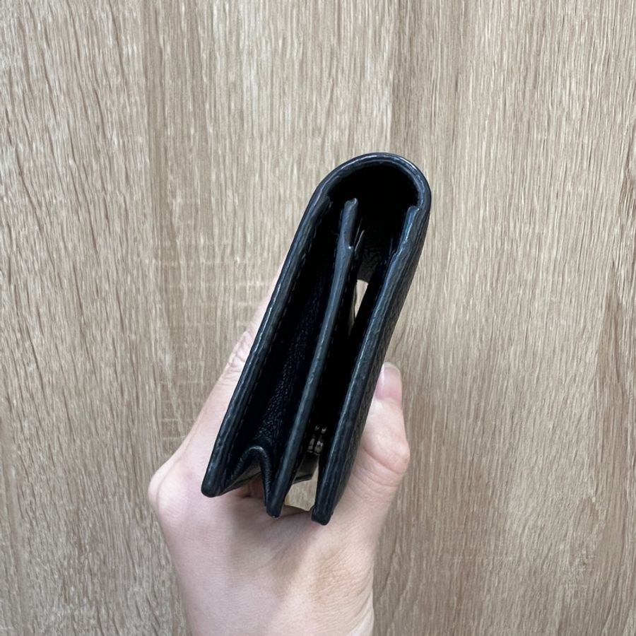 Dior 黑牛皮銀釦2卡卡包-2