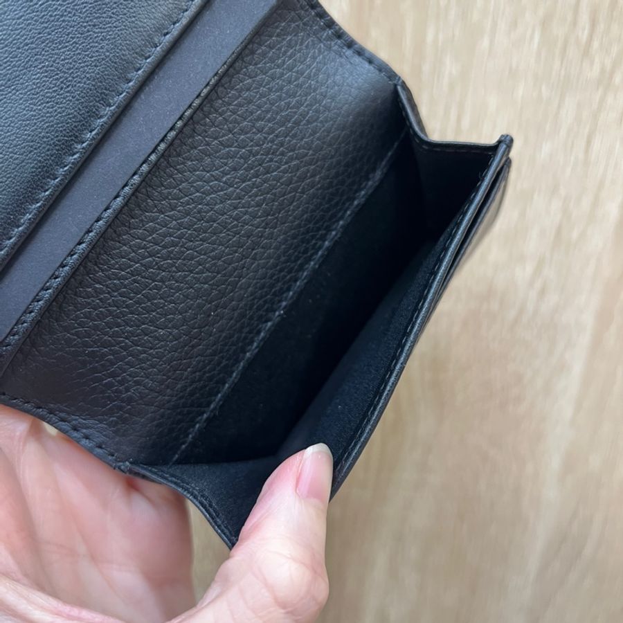 Dior 黑牛皮銀釦2卡卡包-6