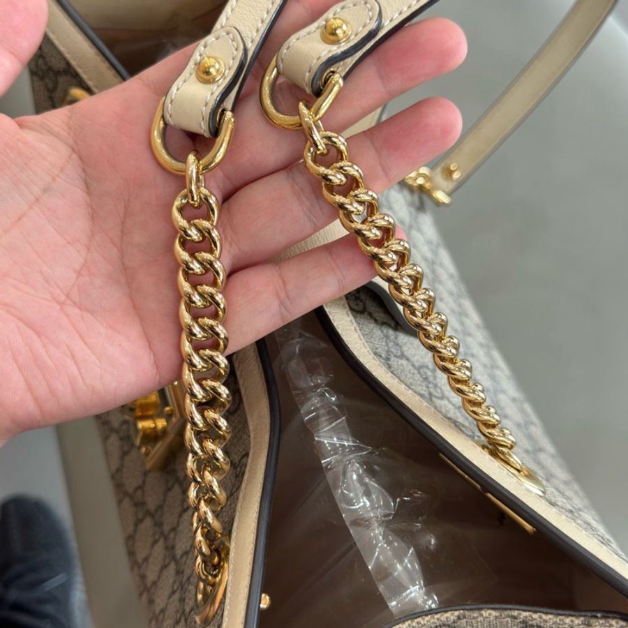 Gucci padlock中號白色小三包手提單肩包-5