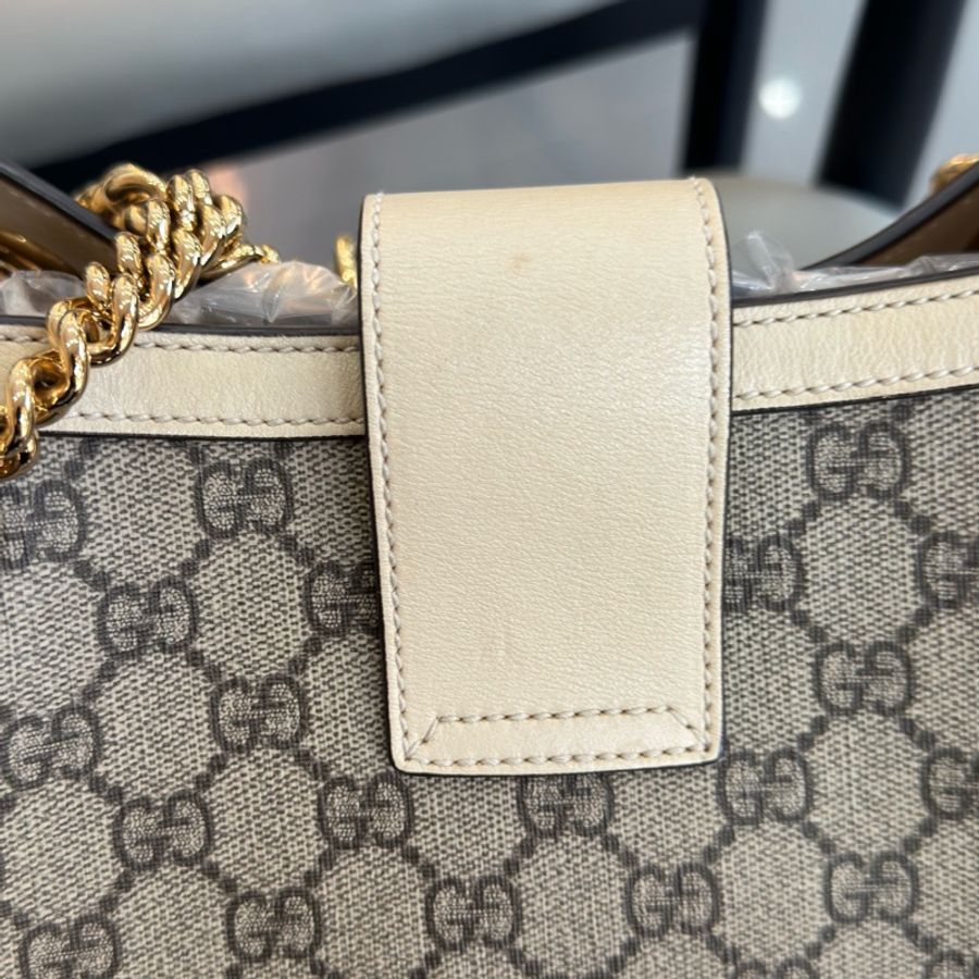 Gucci padlock中號白色小三包手提單肩包-15