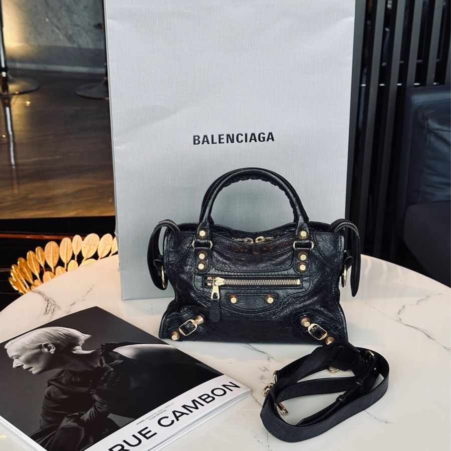 Balenciaga city mini黑金機車包💛-7