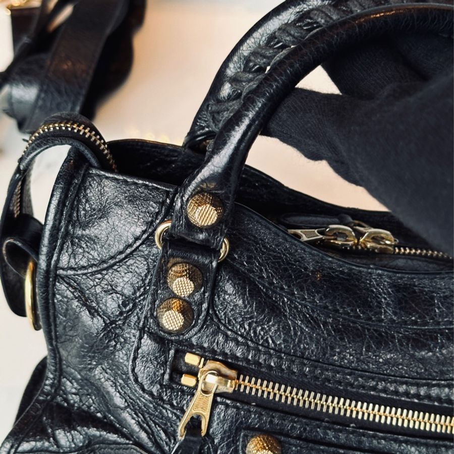 Balenciaga city mini黑金機車包💛-17