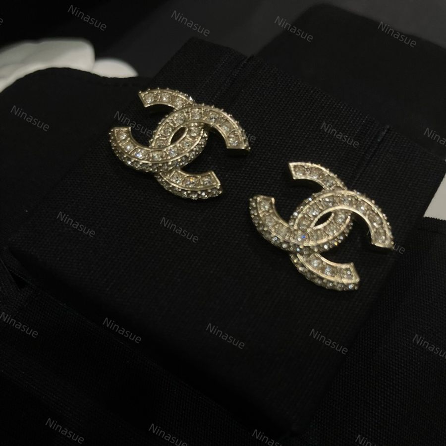 ❌全新｜台灣購證｜香奈兒Chanel｜經典款回歸 立體雙層水鑽 雙C logo耳環 貼耳 淡金色/淺金色-3