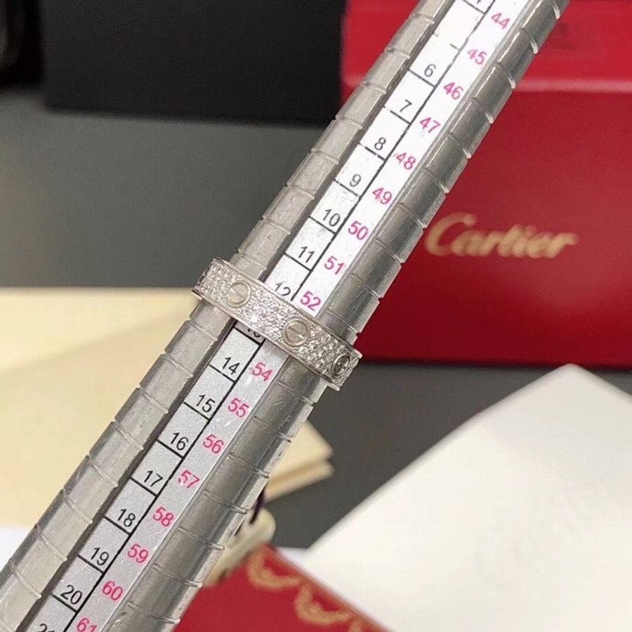 Cartier卡地亞Love寬版白金滿鑽戒指53 號,2018購入-5