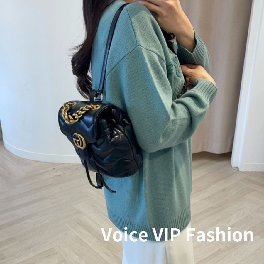 Gucci 777253 GG Marmont 迷你後背包 - 黑色馬特拉塞V紋皮革設計《當季專櫃正售★全新商品 》-1