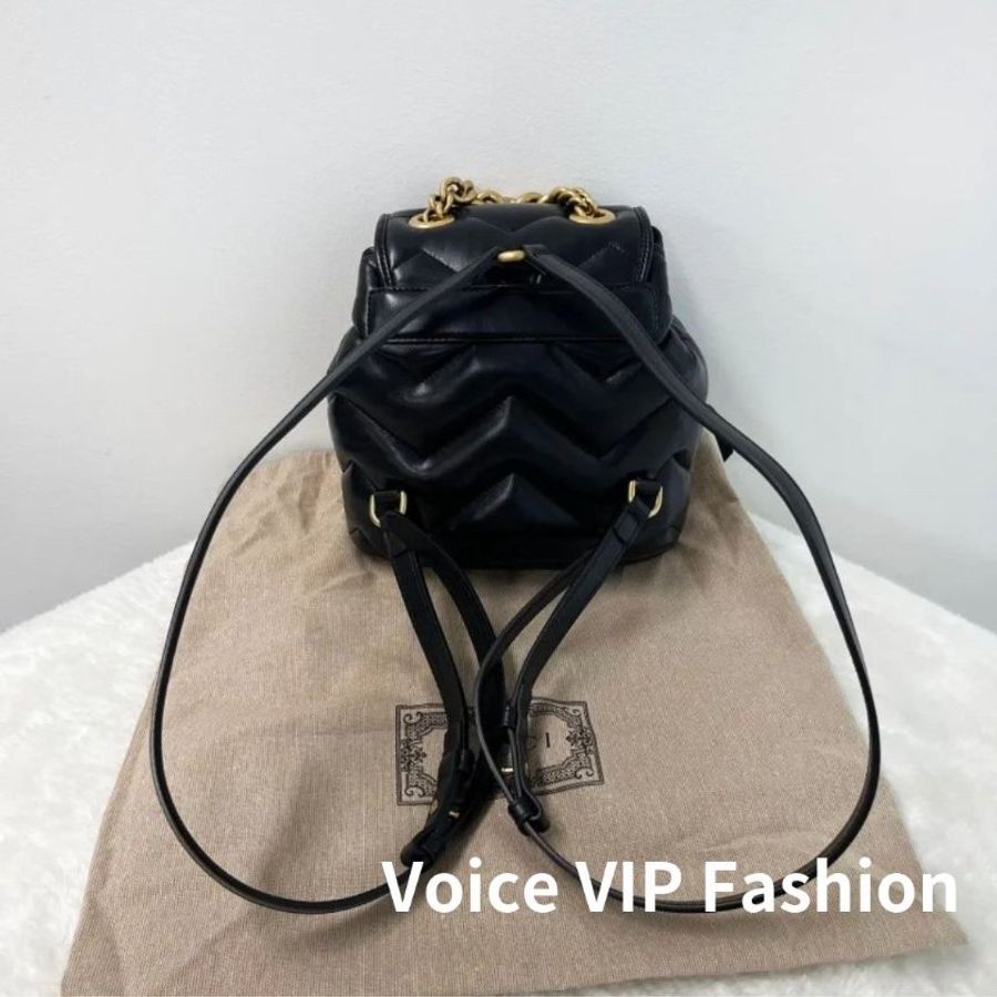 Gucci 777253 GG Marmont 迷你後背包 - 黑色馬特拉塞V紋皮革設計《當季專櫃正售★全新商品 》-6