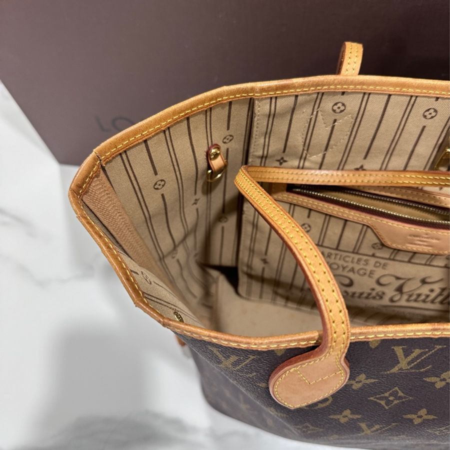 LV neverfull MM經典款老花購物包-17