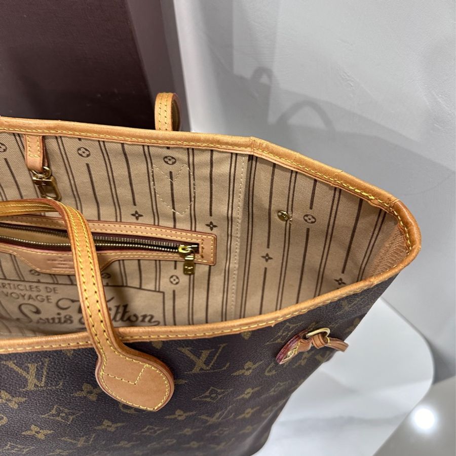 LV neverfull MM經典款老花購物包-19