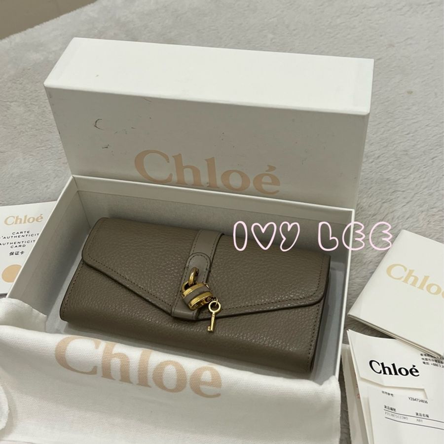 CHLOE（缺貨、勿下單）Aby 卡其灰 長夾 簡約 粒面小牛皮 二手精品-33