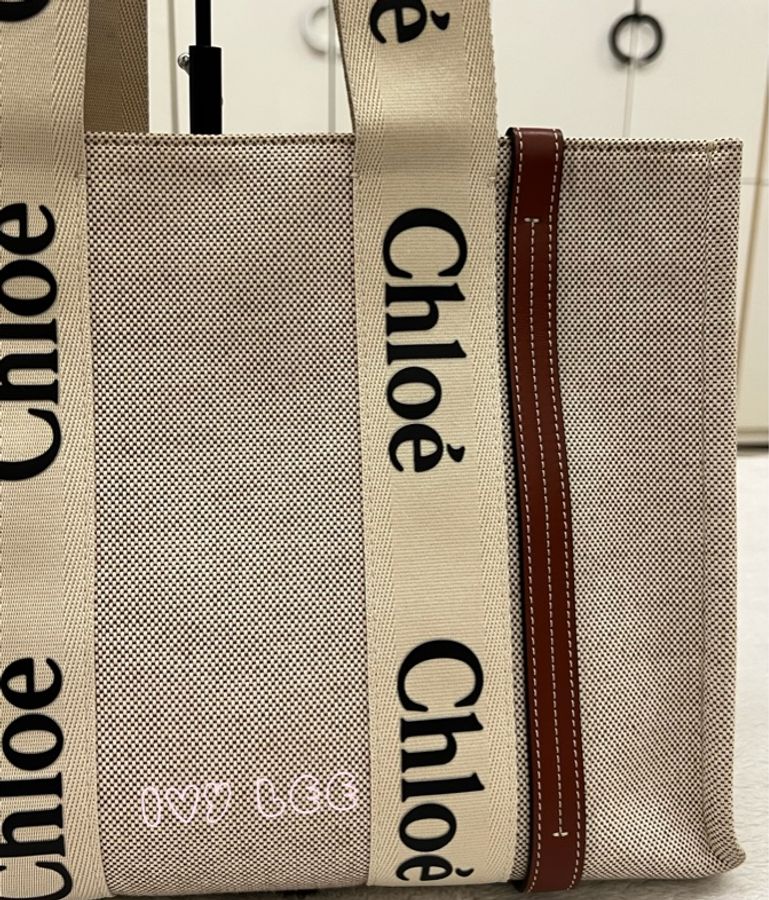 CHLOE Medium Woody 中款 帆布 托特包 通勤包 燕麥色 棕色 二手精品-21