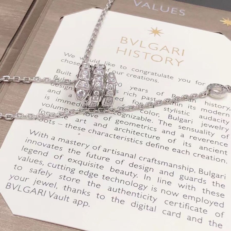 Bvlgari 寶格麗SERPENTI VIPER系列白金滿鑽蛇頭項鍊,20年購入-5