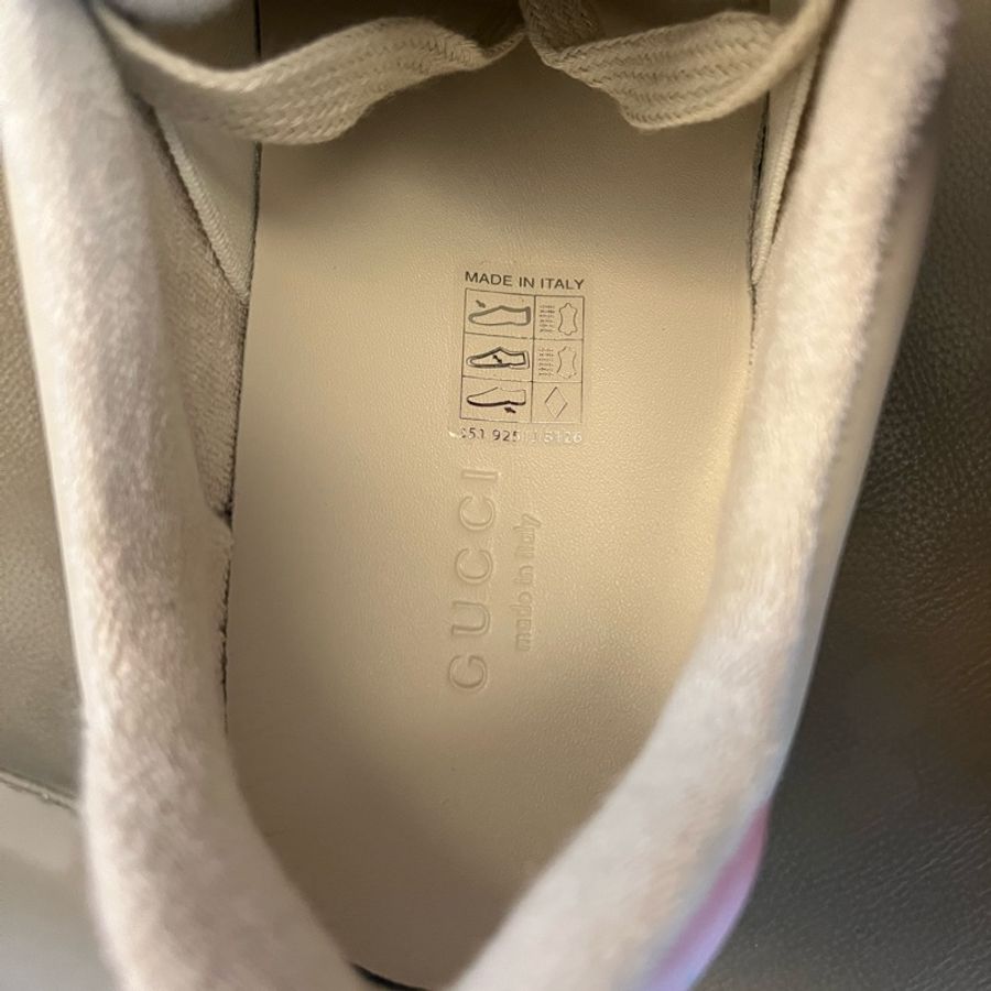 GUCCI Screener皮革拼接水晶雙G髒髒運動鞋-7