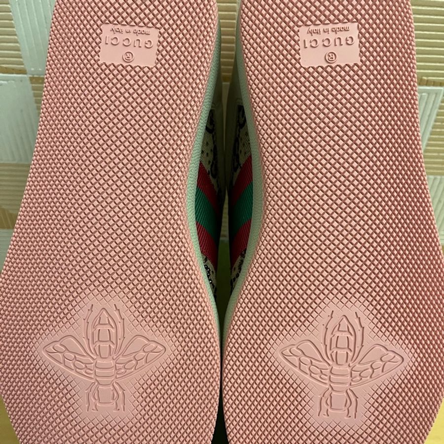 GUCCI Screener皮革拼接水晶雙G髒髒運動鞋-8