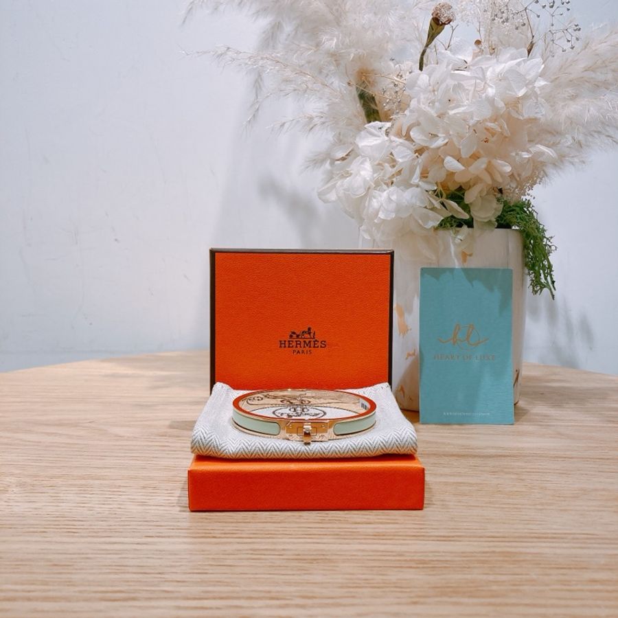 TW3654 Hermes Mini Clic Kelly Bracelet GM Size Vert Fizz x RGHW愛馬仕 Kelly扣手鐲 氣泡綠色玫瑰金扣-0