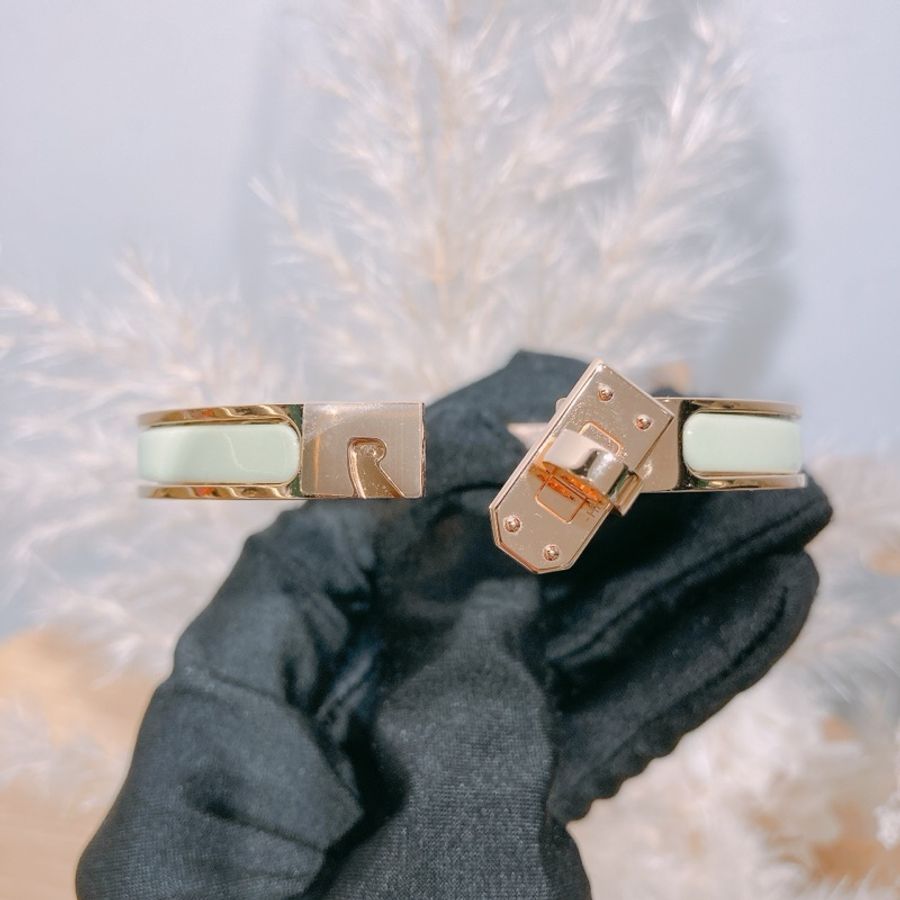 TW3654 Hermes Mini Clic Kelly Bracelet GM Size Vert Fizz x RGHW愛馬仕 Kelly扣手鐲 氣泡綠色玫瑰金扣-5