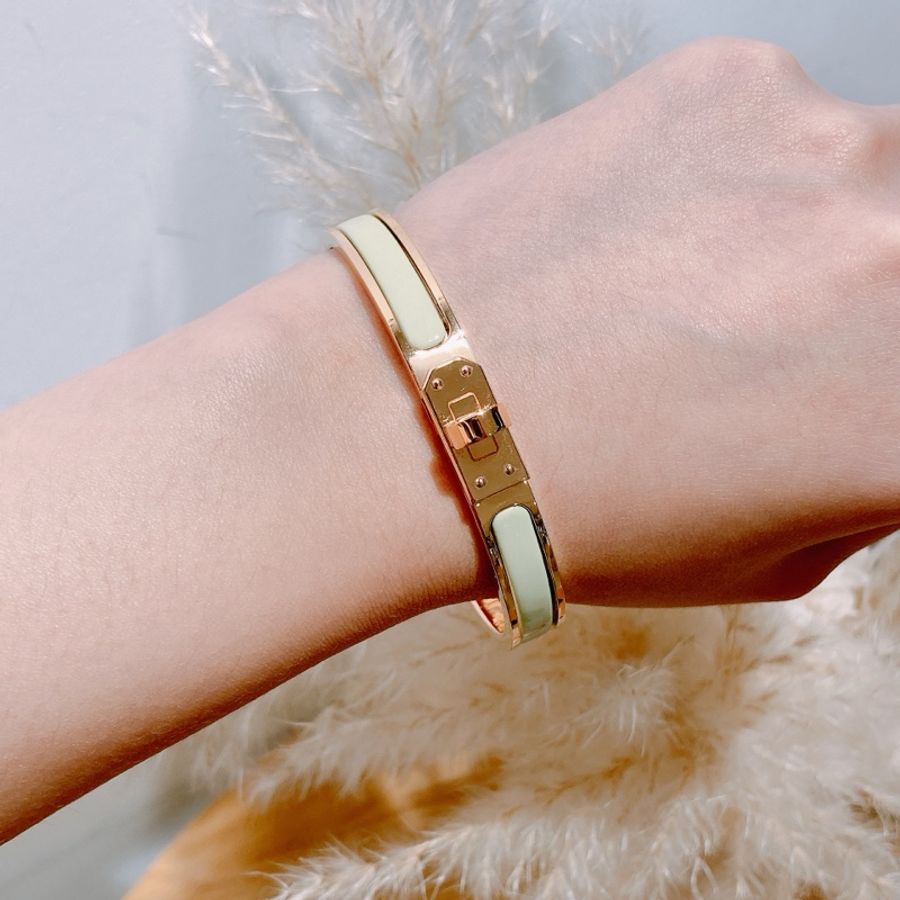 TW3654 Hermes Mini Clic Kelly Bracelet GM Size Vert Fizz x RGHW愛馬仕 Kelly扣手鐲 氣泡綠色玫瑰金扣-7