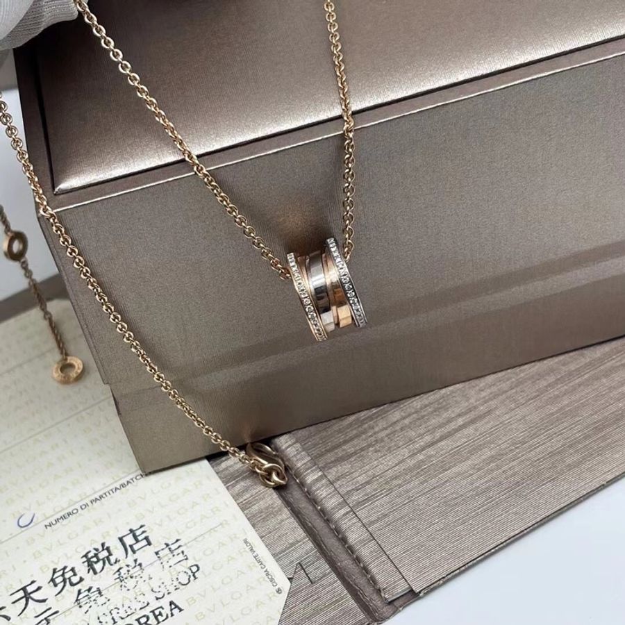 Bvlgari寶格麗B.zero1 雙色金雙排鑽20週年紀念款彈簧項鍊 ,2018年購入-0