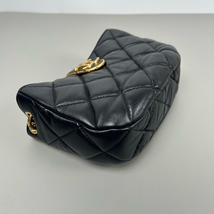 Chanel 香奈兒 22B 流浪包 黑色 金扣 羊皮-5