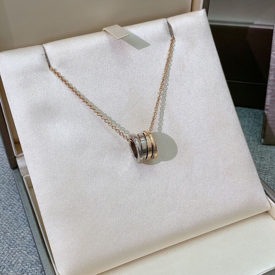 寶格麗Blvgari B.zero1玫瑰金拼白金 雙色金彈簧項鍊-0