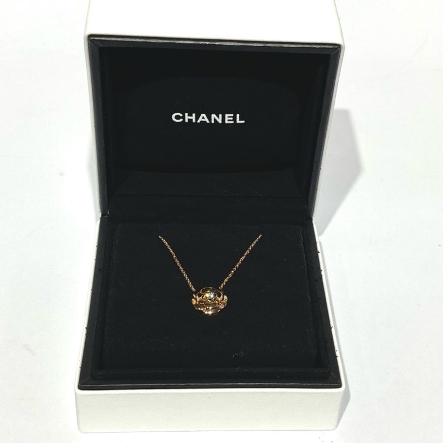 【美收精品】Chanel EXTRAIT DE CAMELIA 18K玫瑰金 山茶花鑲鑽項鍊 98-93-0