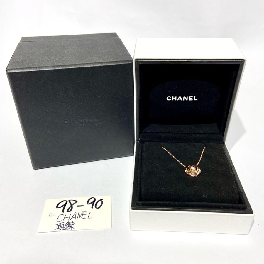 【美收精品】Chanel EXTRAIT DE CAMELIA 18K玫瑰金 山茶花鑲鑽項鍊 98-93-7