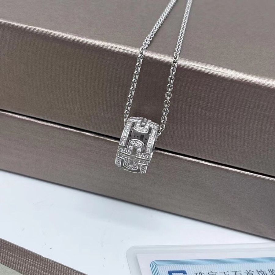 Bvlgari 寶格麗 parentesi系列白金滿鑽回形針鏤空項鍊 男女同款 閃亮唯美 超級稀缺 2017年購入-1