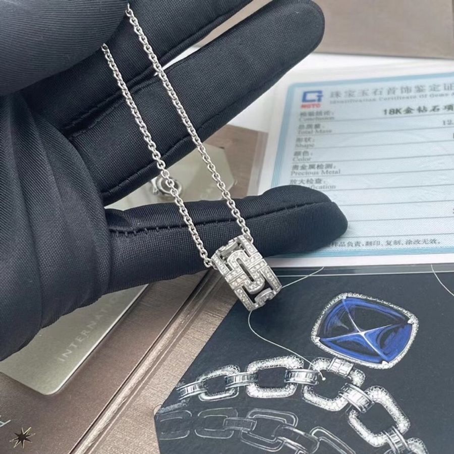 Bvlgari 寶格麗 parentesi系列白金滿鑽回形針鏤空項鍊 男女同款 閃亮唯美 超級稀缺 2017年購入-2