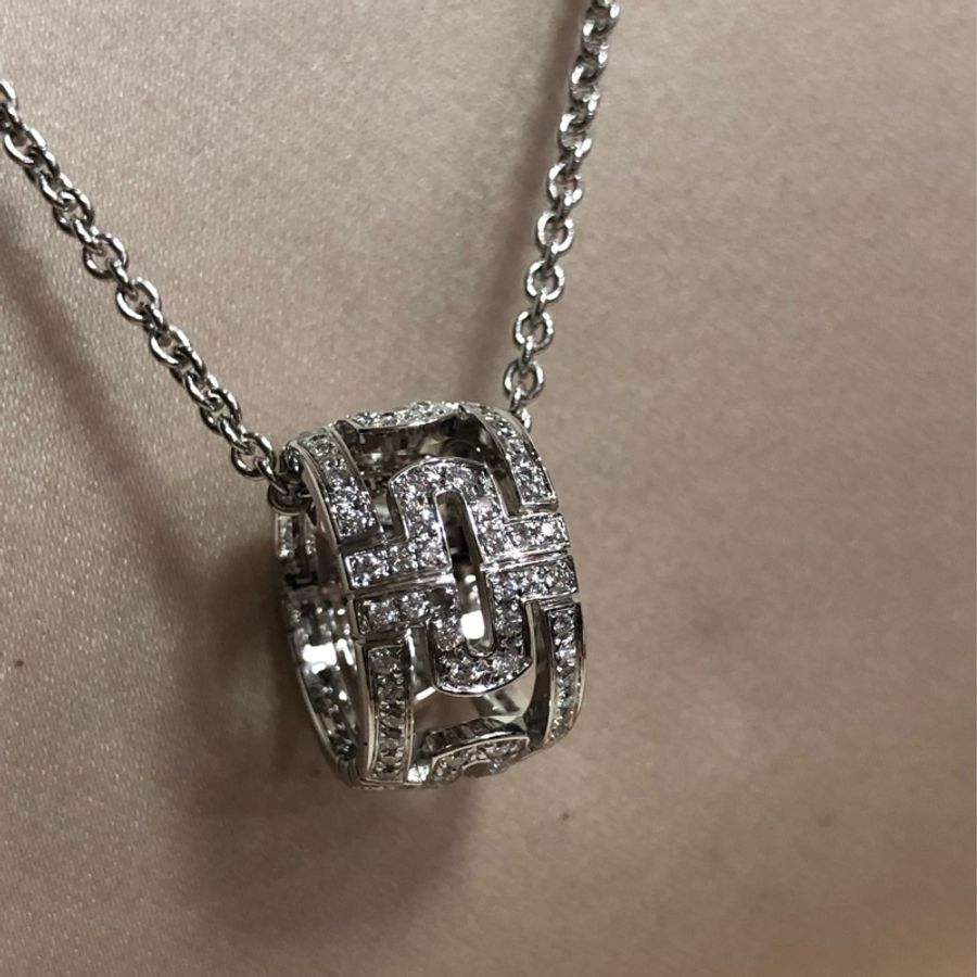 Bvlgari 寶格麗 parentesi系列白金滿鑽回形針鏤空項鍊 男女同款 閃亮唯美 超級稀缺 2017年購入-3