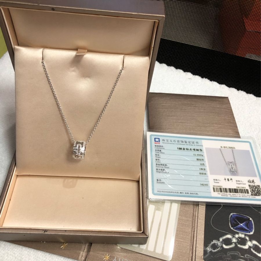 Bvlgari 寶格麗 parentesi系列白金滿鑽回形針鏤空項鍊 男女同款 閃亮唯美 超級稀缺 2017年購入-4
