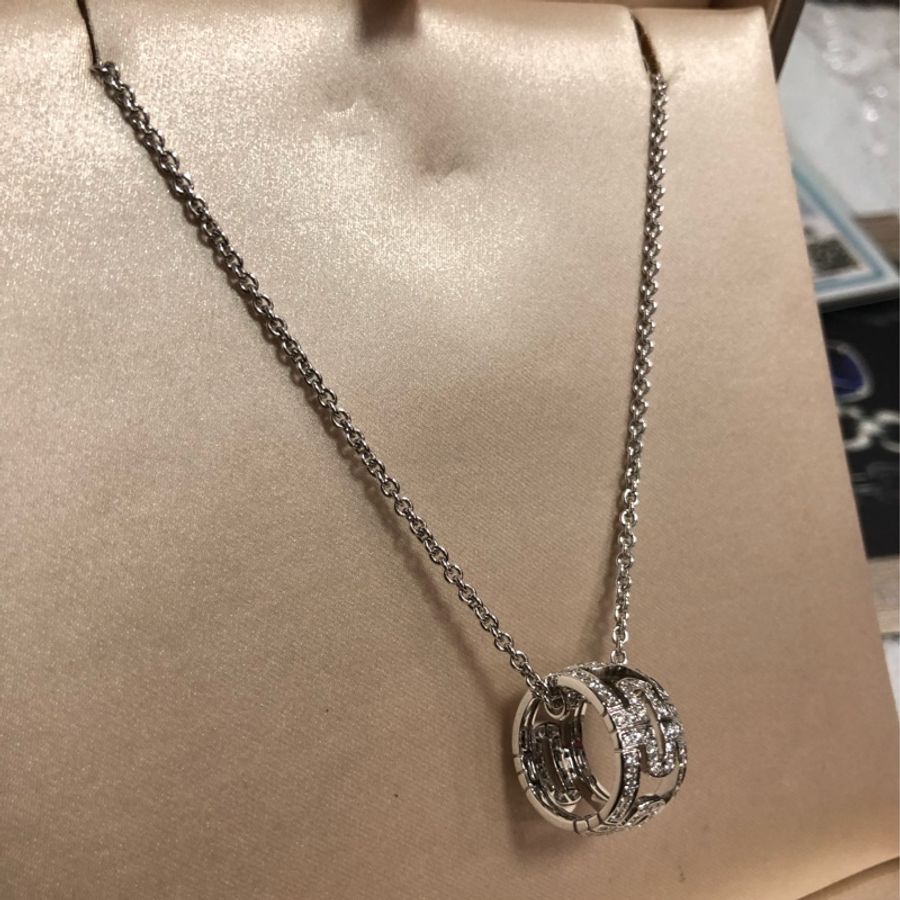 Bvlgari 寶格麗 parentesi系列白金滿鑽回形針鏤空項鍊 男女同款 閃亮唯美 超級稀缺 2017年購入-5
