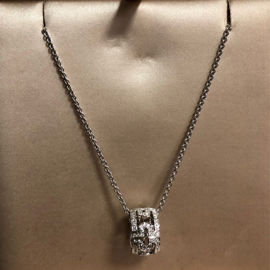 Bvlgari 寶格麗 parentesi系列白金滿鑽回形針鏤空項鍊 男女同款 閃亮唯美 超級稀缺 2017年購入-6