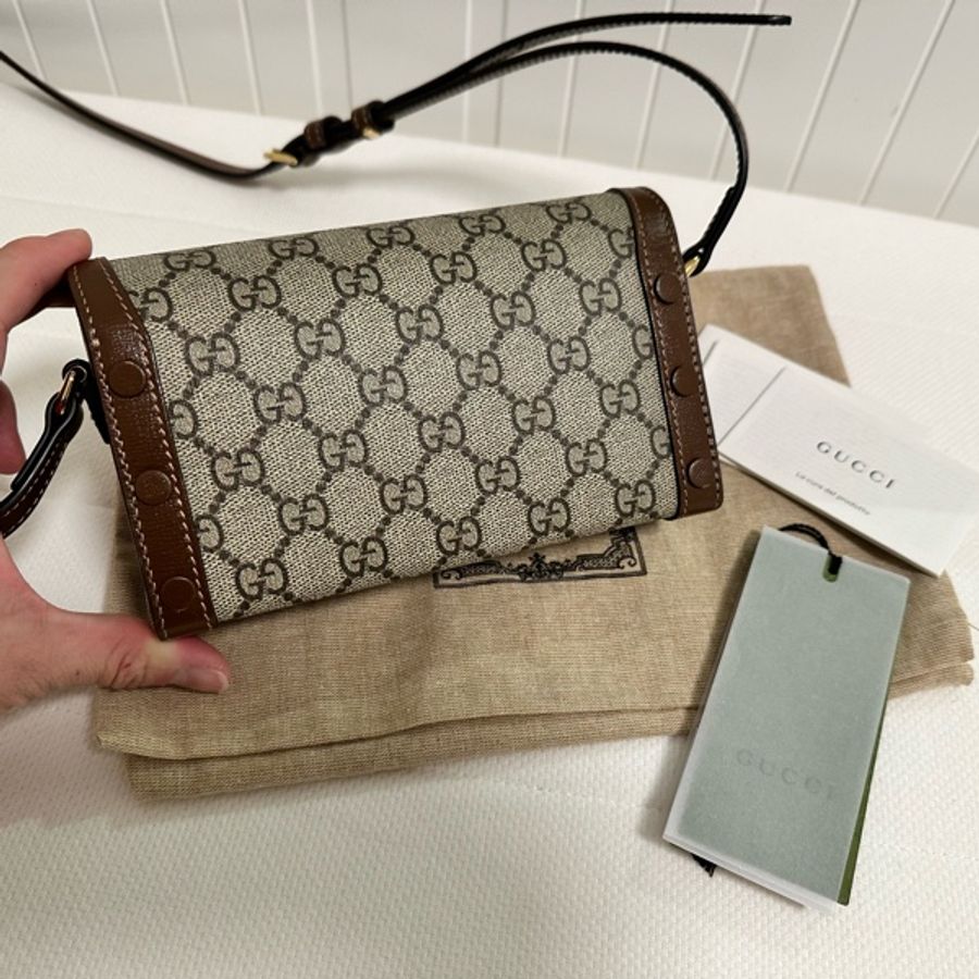 gucci 1955 馬鞍扣橫版迷你斜挎包-8