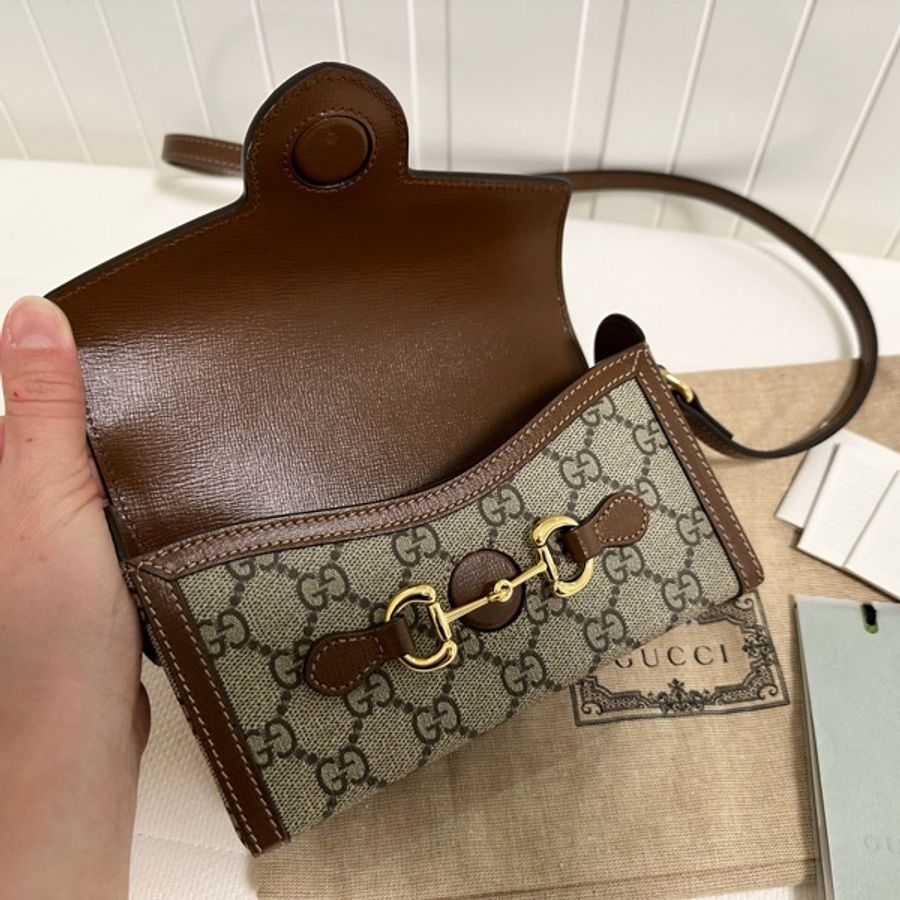 gucci 1955 馬鞍扣橫版迷你斜挎包-12