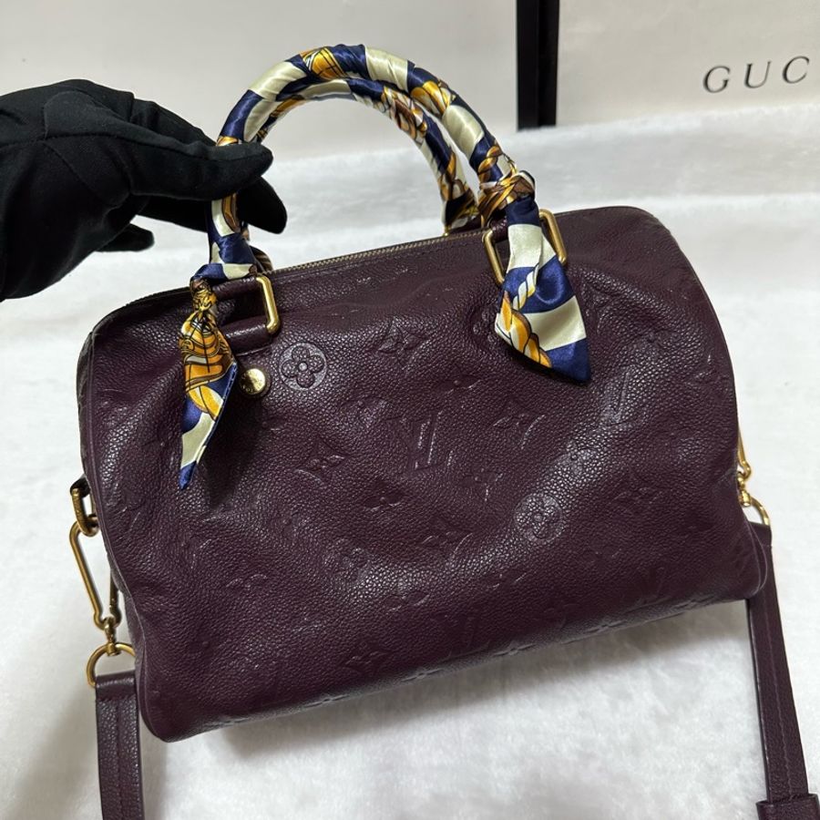 LV speedy 25 牛皮壓紋 肩背 斜背 手提包-1