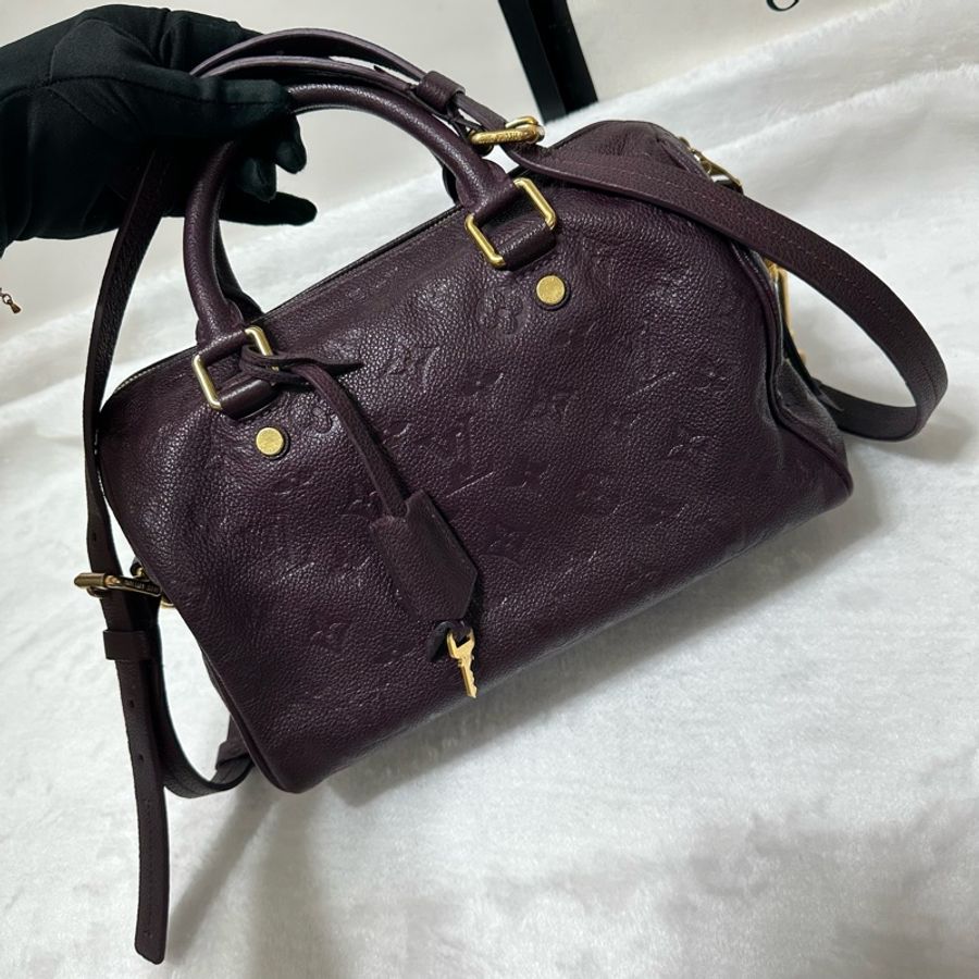 LV speedy 25 牛皮壓紋 肩背 斜背 手提包-2