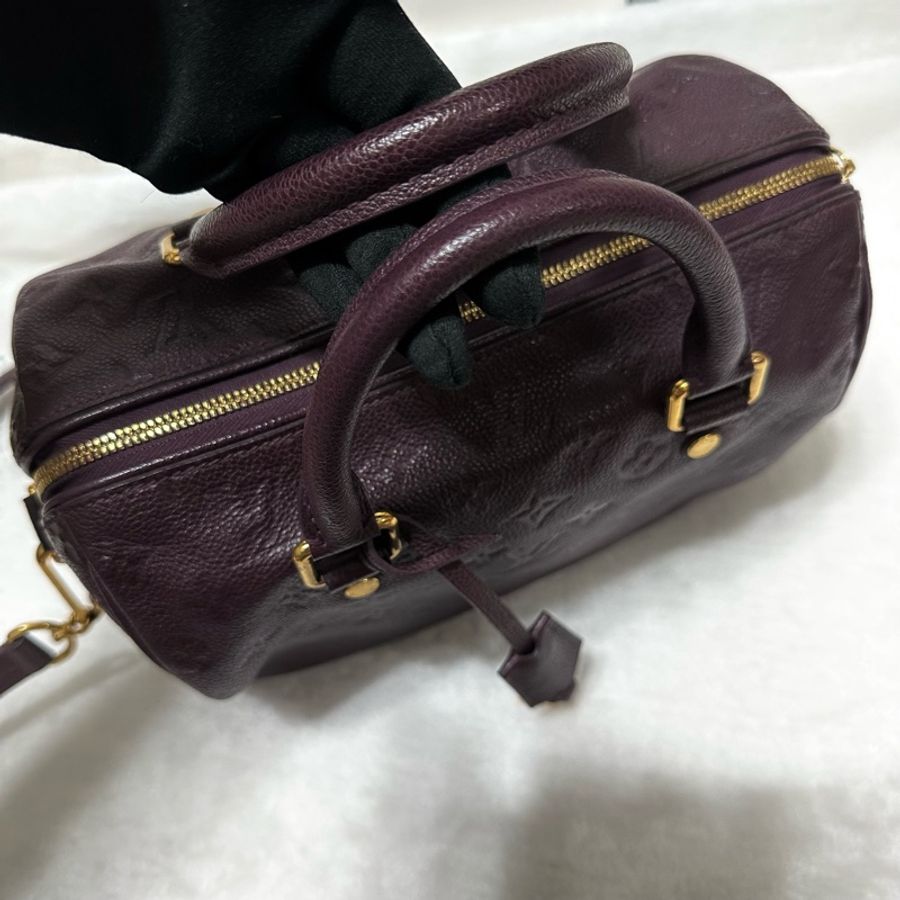 LV speedy 25 牛皮壓紋 肩背 斜背 手提包-16