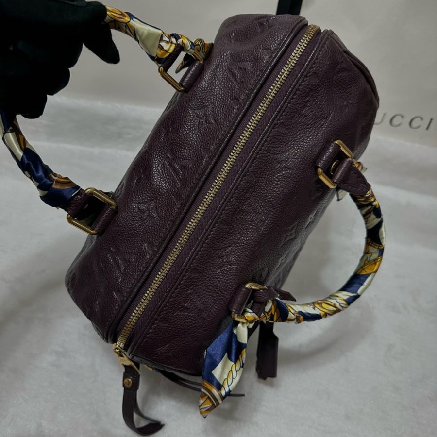 LV speedy 25 牛皮壓紋 肩背 斜背 手提包-17