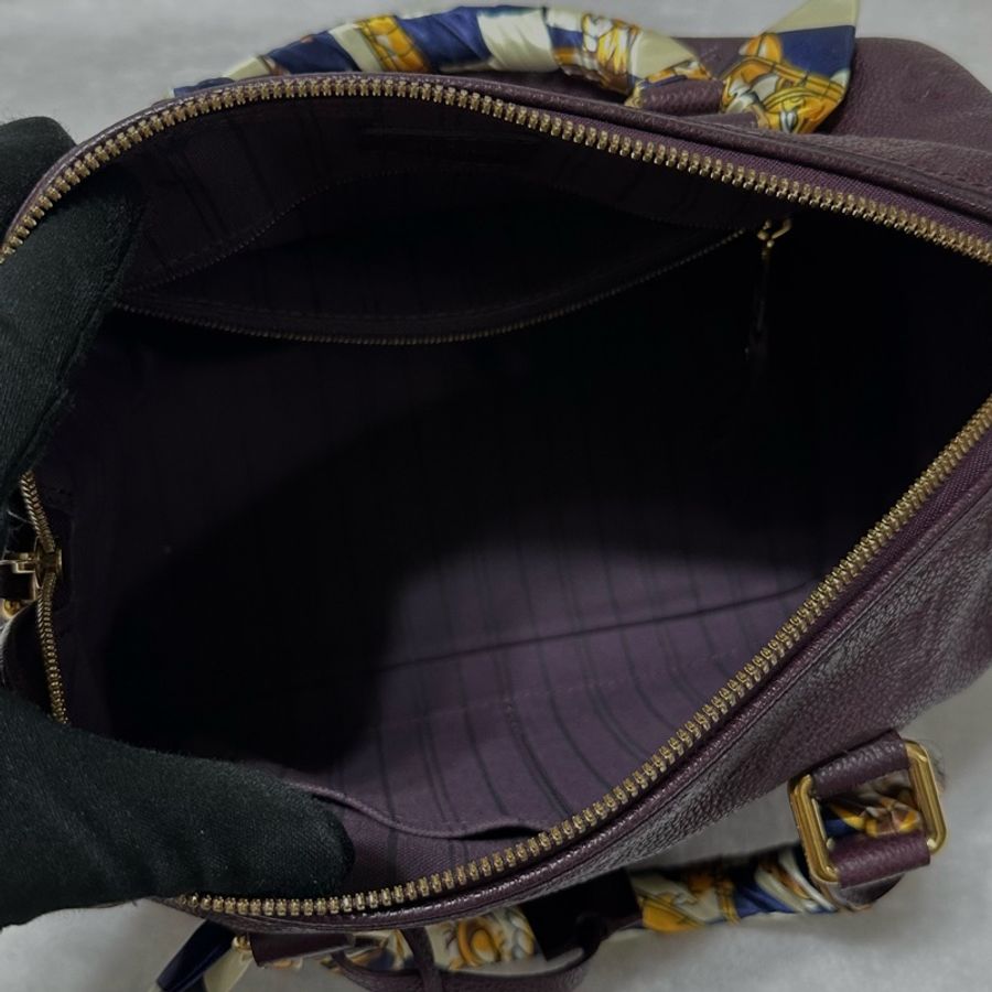 LV speedy 25 牛皮壓紋 肩背 斜背 手提包-25