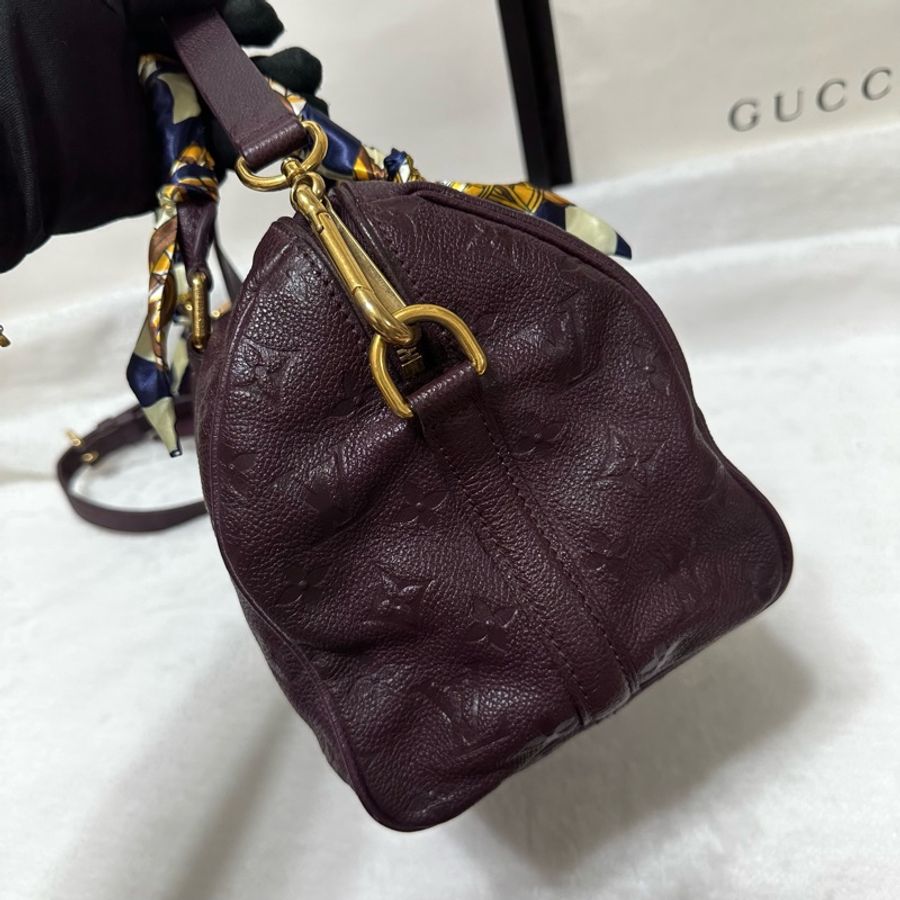LV speedy 25 牛皮壓紋 肩背 斜背 手提包-29