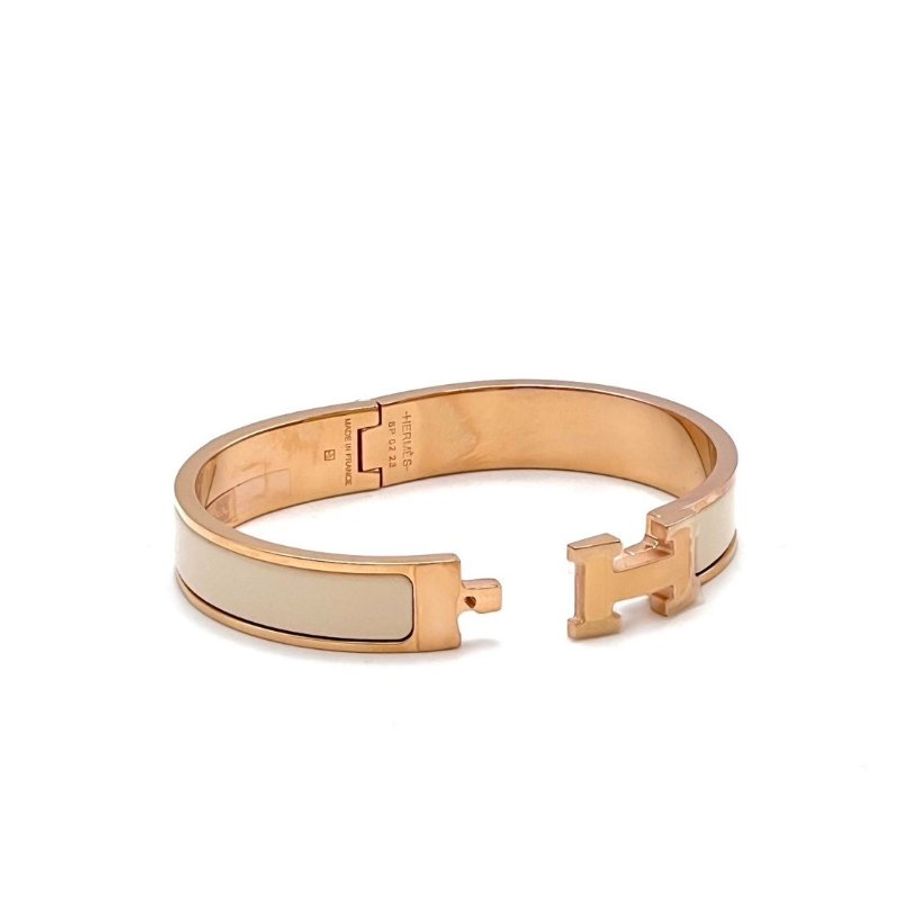 HERMES Clic H手環 - 奶茶玫瑰-4